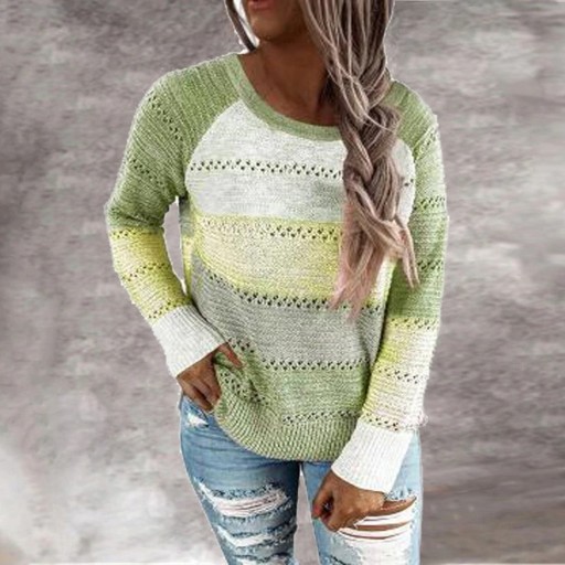 Gestreifter Damen-Strickpullover G397