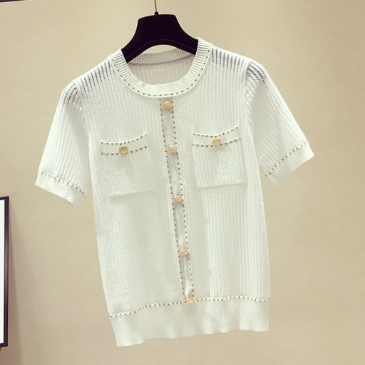 Gestricktes Damen-T-Shirt mit Taschen