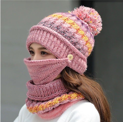 Gestricktes Winter-Set für Damen, 3-teilig, J1839