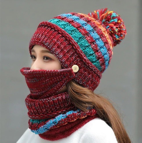 Gestricktes Winter-Set für Damen, 3-teilig, J1839