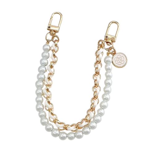 Gevlochten ketting- en parelhandvat voor handtas 26 cm Karabijnsluiting Decoratief vervangend handvat voor handtas Elegant handvat