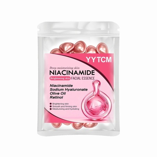 Gezichts capsules met niacinamide en retinol, hyaluronzuur essence met olijfolie en gardenia-extract, 30 stuks van 0,5 g, huidverzorging