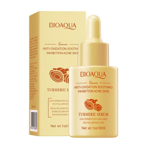 Gezichtserum met 20% gefermenteerde kurkuma 30 ml met 5% hyaluronzuur voor de vermindering van acne, stabilisatie van de huid en verbetering van de huidkwaliteit