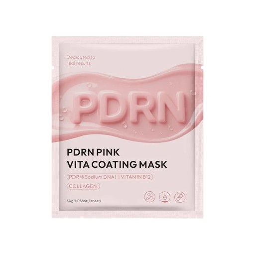 Gezichtsmasker van textiel 30 g 1 stuk met PDRN collageen en vitamine B12 Roze Hydratatie en verheldering van de huid Voor thuisbehandeling van het gezicht