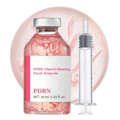 Gezichtsserum in ampul 30 ml met PDRN collageen en peptiden Roze Hydratatie en elasticiteit van de huid Met spuitje voor nauwkeurige dosering