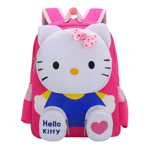 Ghiozdan roz pentru copii 33 x 26 x 11 cm cu motiv Hello Kitty Buzunar principal cu fermoar 3 buzunare frontale 2 buzunare laterale Potrivit de la 5 ani