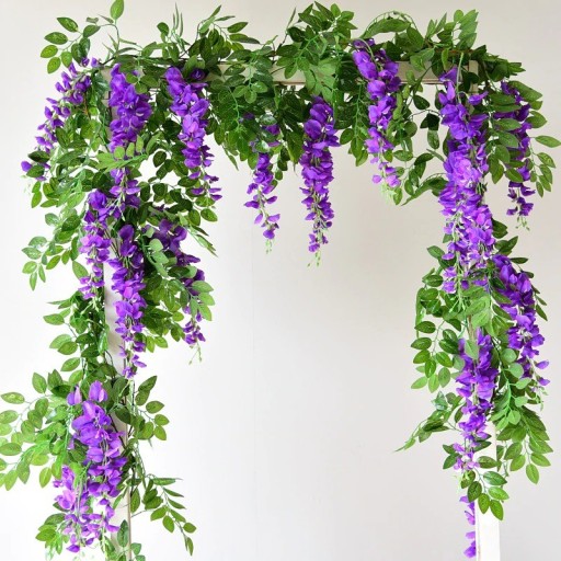 Ghirlanda artificială cu flori de wisteria