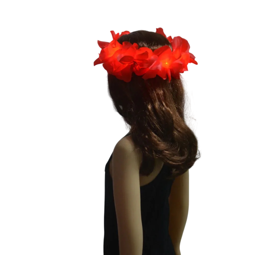Ghirlanda hawaiana LED luminosa con fiori cerchietto 3 modalità luminose elastica con gomma a batteria decorazione per feste carnevali e celebrazioni