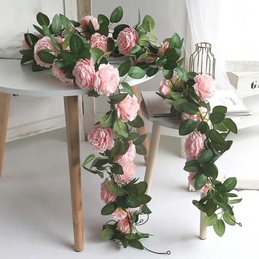 Ghirlanda in seta artificiale con peonie e foglie Decorazione per matrimoni e feste Decorazione appesa per pareti e tavoli per appartamenti