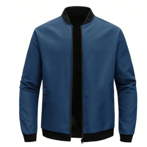 Giacca bomber primavera uomo con zip Giacca leggera alla moda con bordi elasticizzati Elegante giacca da transizione per la città e il tempo libero