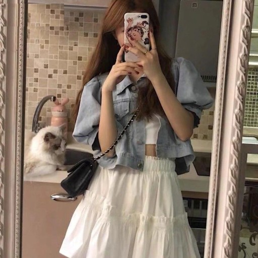 Giacca di jeans corta da donna P1678