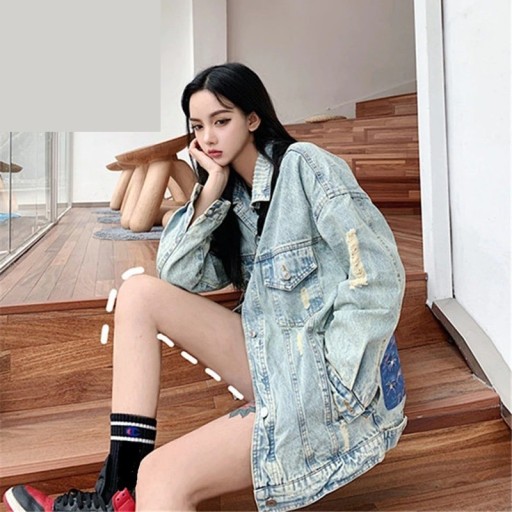 Giacca di jeans da donna con stampa A1832