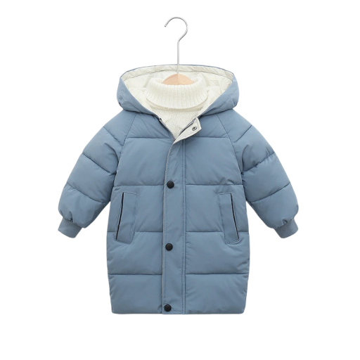 Giacca invernale per bambini unicolore con cappuccio Chiusura con zip e bottoni Tasche Giacca calda in cotone e poliestere per bambini Comodo giaccone invernale