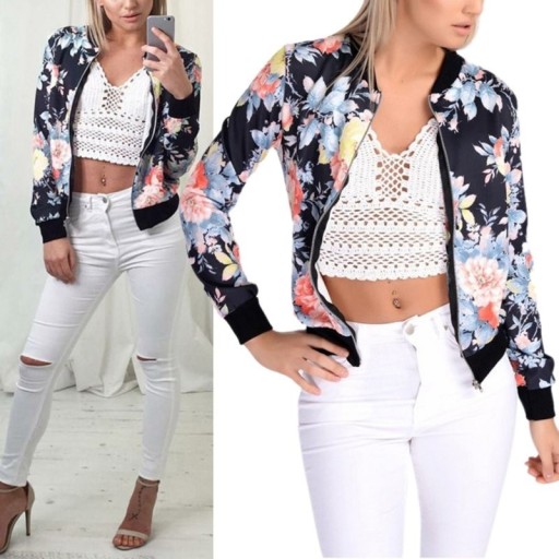 Giacca leggera da donna di qualità per primavera/autunno con motivo floreale J704