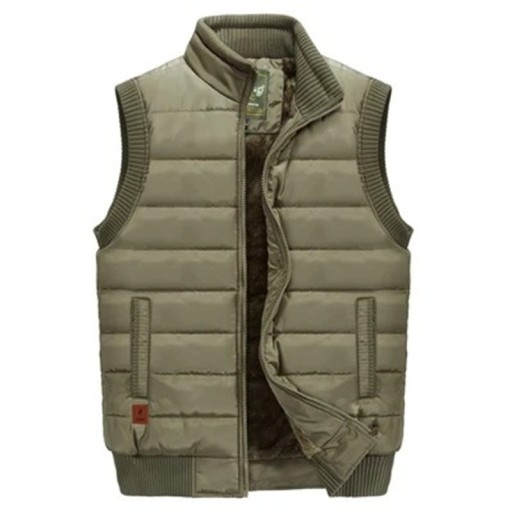 Gilet d'hiver pour homme avec fourrure à l'intérieur et poches avec col zippé en polyester et coton pour la randonnée, le travail en extérieur et un usage quotidien
