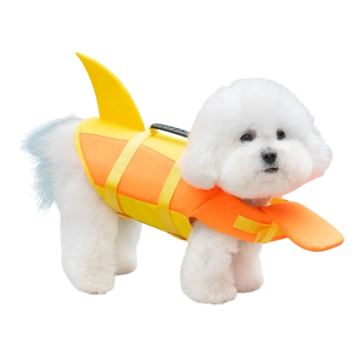 Gilet de sauvetage pour chiens de 1,5 à 2,5 kg avec nageoire Circonférence de la poitrine 33 à 43 cm et cou 27 à 32 cm Bandes réglables et poignée