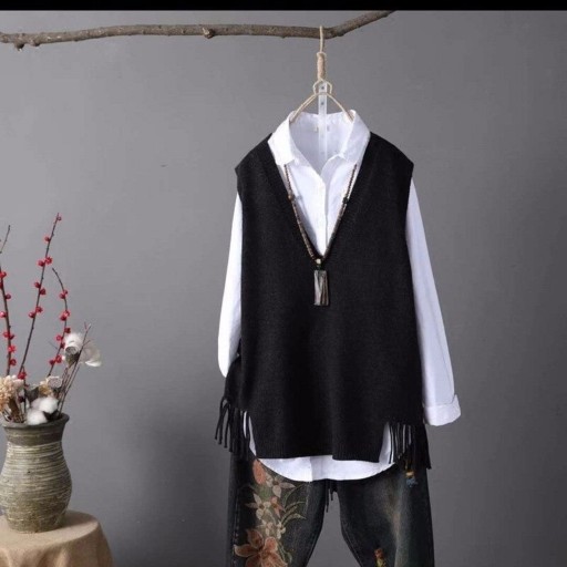 Gilet en tricot pour femmes avec franges