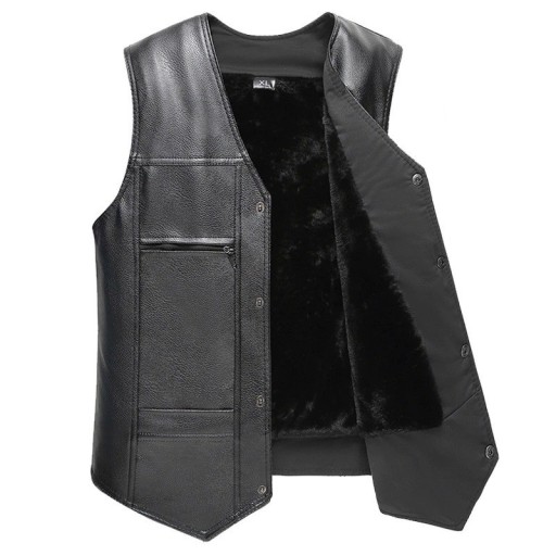 Gilet in pelle da uomo con pelliccia