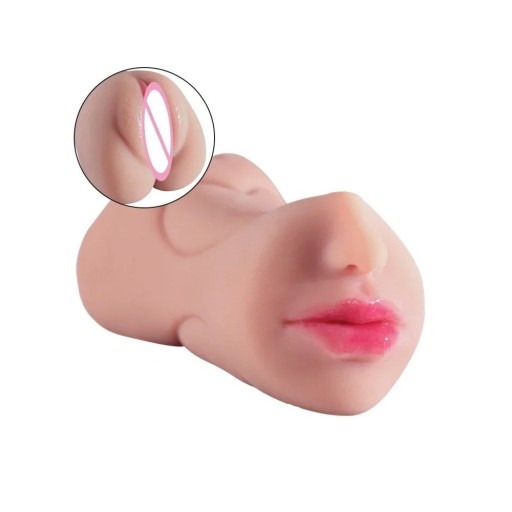 Giocattolo masturbatore 3 in 1 in silicone a forma di bocca, vagina e apertura anale, confezione discreta, aspetto realistico, silicone flessibile