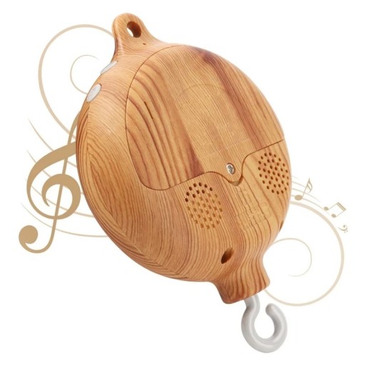 Giocattolo musicale in legno per neonati da appendere sopra la culla, 35 brani, 3 modalità, ruota, stimola le capacità sensoriali, 13,9x8,9x3,5 cm