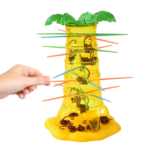 Gioco da tavolo per bambini Scimmie cadenti 22 x 6,5 x 27,5 cm Gioco divertente per bambini dai 3 anni Gioco motorico con bastoncini e scimmie Allenamento della destrezza e dell'attenzione