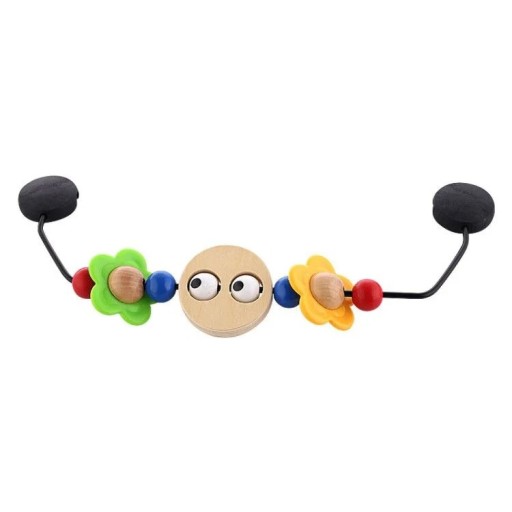 Gioco in legno per sdraietta con fiori e occhi 30,5 x 18 cm Giocattolo interattivo colorato per i manici della sdraietta per neonati