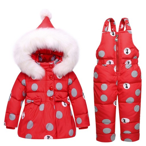 Girls' Winter Set with Dots - Jacket and Trousers J2505