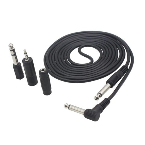 Gitárkábel 3 ms zajcsökkentő audio csatlakozókábel elektromos gitárhoz, basszusgitárhoz és billentyűs hangszerhez 6,35 mm-es és 3,5 mm-es