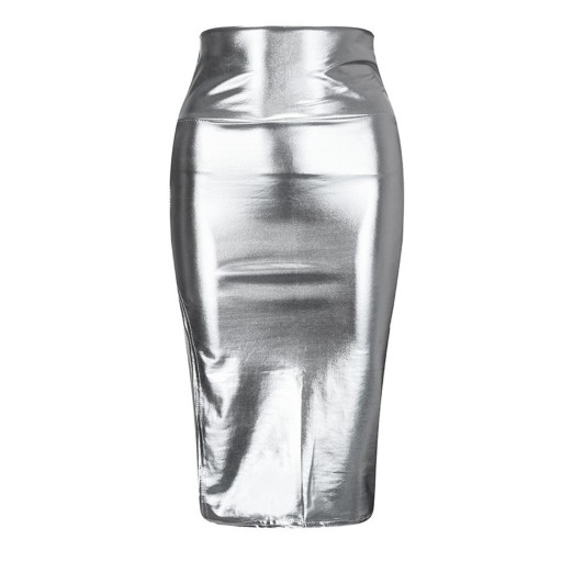 Glanzende damesrok met hoge taille en split