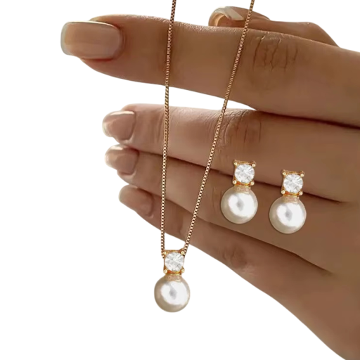 Glanzende trouwset voor vrouwen Ketting en oorbellen Elegante feestelijke sieraden als romantisch cadeau voor de bruid