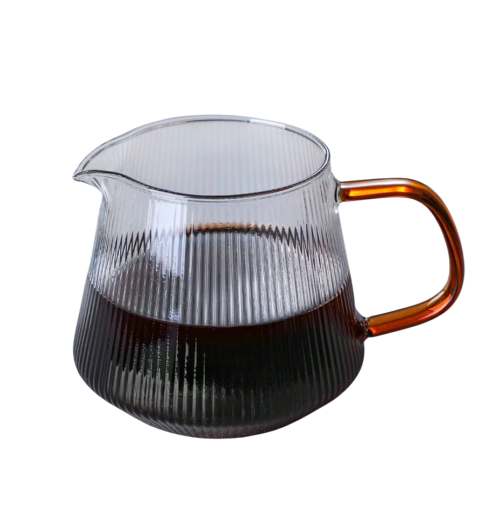 Glas kanna för kaffe och te 600 ml borosilikatglas värmebeständigt räfflad design genomskinlig karaff för servering
