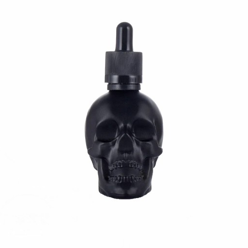Glasflasche Totenkopf mit Pipette 30 ml schwarze Glasdose mit Pipette zur Aufbewahrung und Dosierung von Ölen, Seren und kosmetischen Flüssigkeiten