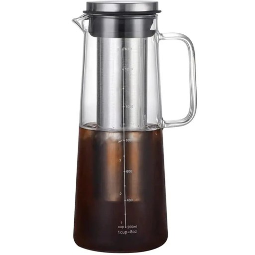 Glaskaraffe 1,0 l mit abnehmbarem Filter Eleganter Krug für Wasser, Tee und hausgemachte Getränke für den täglichen und festlichen Gebrauch