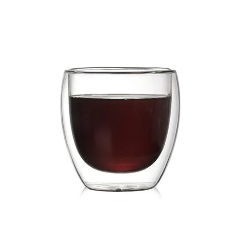 Glass Cup with Double Wall 150 ml Heat Resistant Thermo Mug Without Handle Elegant Glass Mug for Coffee, Tea, Cappuccino and Latte