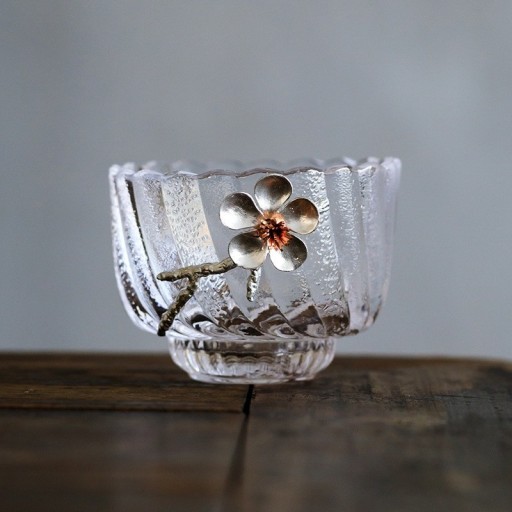 Glass Cup with Flower