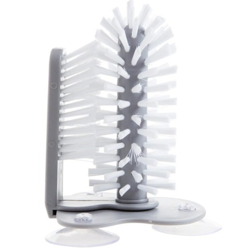 Glass Washing Brush with Suction Cups Internal and External Cleaning at Once Secures to the Bottom or Wall of the Sink Plastic PP and PVC 17.5 x 14 cm