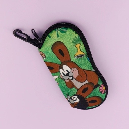 Glasses Case 17.9 x 8.5 cm with Rabbit from the Mole's Fairy Tale Fairy Tale Design Glasses Protection Zip Carabiner for Hanging
