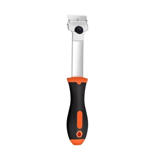Glasskraber med lang håndtag 24,5 cm metalblad sort-orange ergonomisk til rengøring af vinduer og glatte overflader