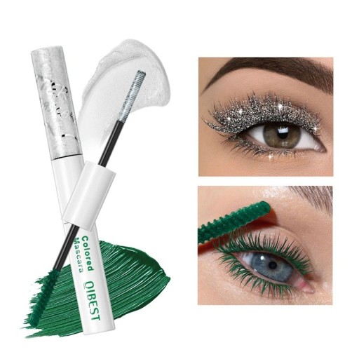 Glitrende farvet forlængende mascara med to børster, 10 g, farvet pigment og glimmer til markant kreativ make-up