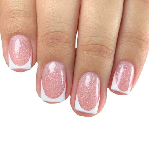 Glitter 24 stuks vierkante kunstnagels met Franse manicure Glanzend effect Nagelkunst Thuisapplicatie Elegante uitstraling