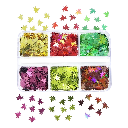 Glitter i form af ahornblade 3–4 g 6 farver Efterårsdekoration Kortfremstilling Scrapbooking DIY neglekunst Håndværk