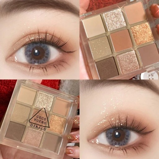 Glitter oogschaduwpalet 9 kleuren Glitter oogschaduw Glanzende oogschaduw Ultra gepigmenteerde schaduwen