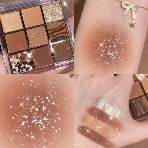 Glitter oogschaduwpalet 9 kleuren Glitter oogschaduw Glanzende oogschaduw Ultra gepigmenteerde schaduwen