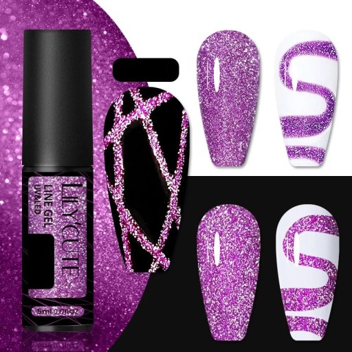 Glitterneglelak til at skabe tynde linjer Gelneglelak med glitter Langtidsholdbar gelnagellak med en skarp, tynd pensel
