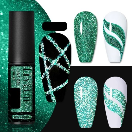 Glitterneglelak til at skabe tynde linjer Gelneglelak med glitter Langtidsholdbar gelnagellak med en skarp, tynd pensel