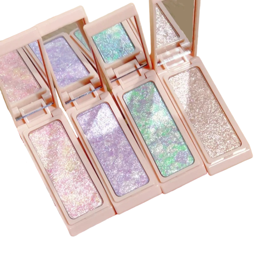 Glitterøjenskygge med spejl Highlighter-palette med spejl Langtidsholdbar glitterskygge Vandfast