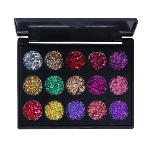 Glitzer-Lidschatten-Palette, 15 Farben, Glitzer-Lidschatten, matte Lidschatten, ultrapigmentierte Lidschatten