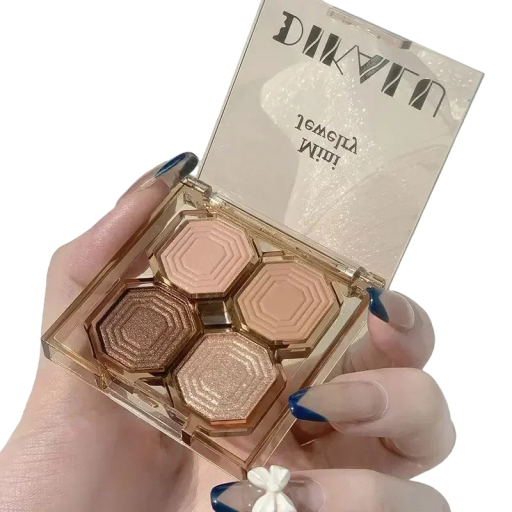 Glitzer-Lidschatten-Palette, 4 Farben, glitzernder Lidschatten, mattierter Lidschatten, ultrapigmentierter Lidschatten, wasserfest, langlebig