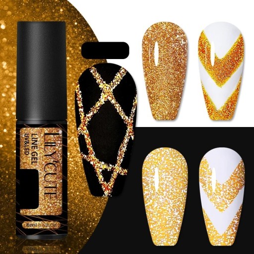 Glitzer-Nagellack zum Erstellen dünner Linien. Gel-Nagellack mit Glitzer. Langanhaltender Gel-Nagellack mit scharfem, dünnem Pinsel