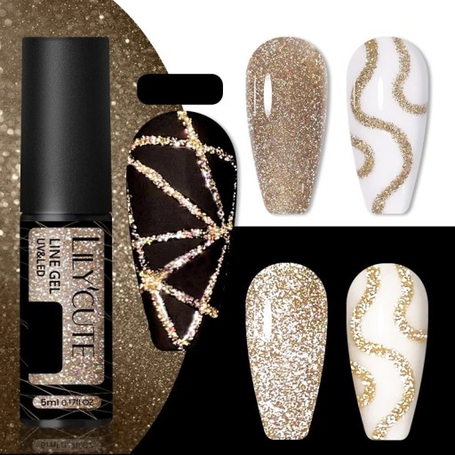 Glitzer-Nagellack zum Erstellen dünner Linien. Gel-Nagellack mit Glitzer. Langanhaltender Gel-Nagellack mit scharfem, dünnem Pinsel